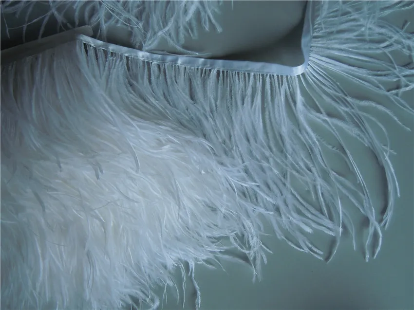 10yardslot white 67inch1518cmin width ostrich feather trimming fringe on Satin Header7156334