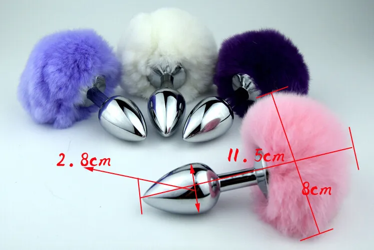 Metal Butt Anal Plug med Artificial Fur Tail Anal Toy Rabbit Tail Plug Women Sex Toys6930855