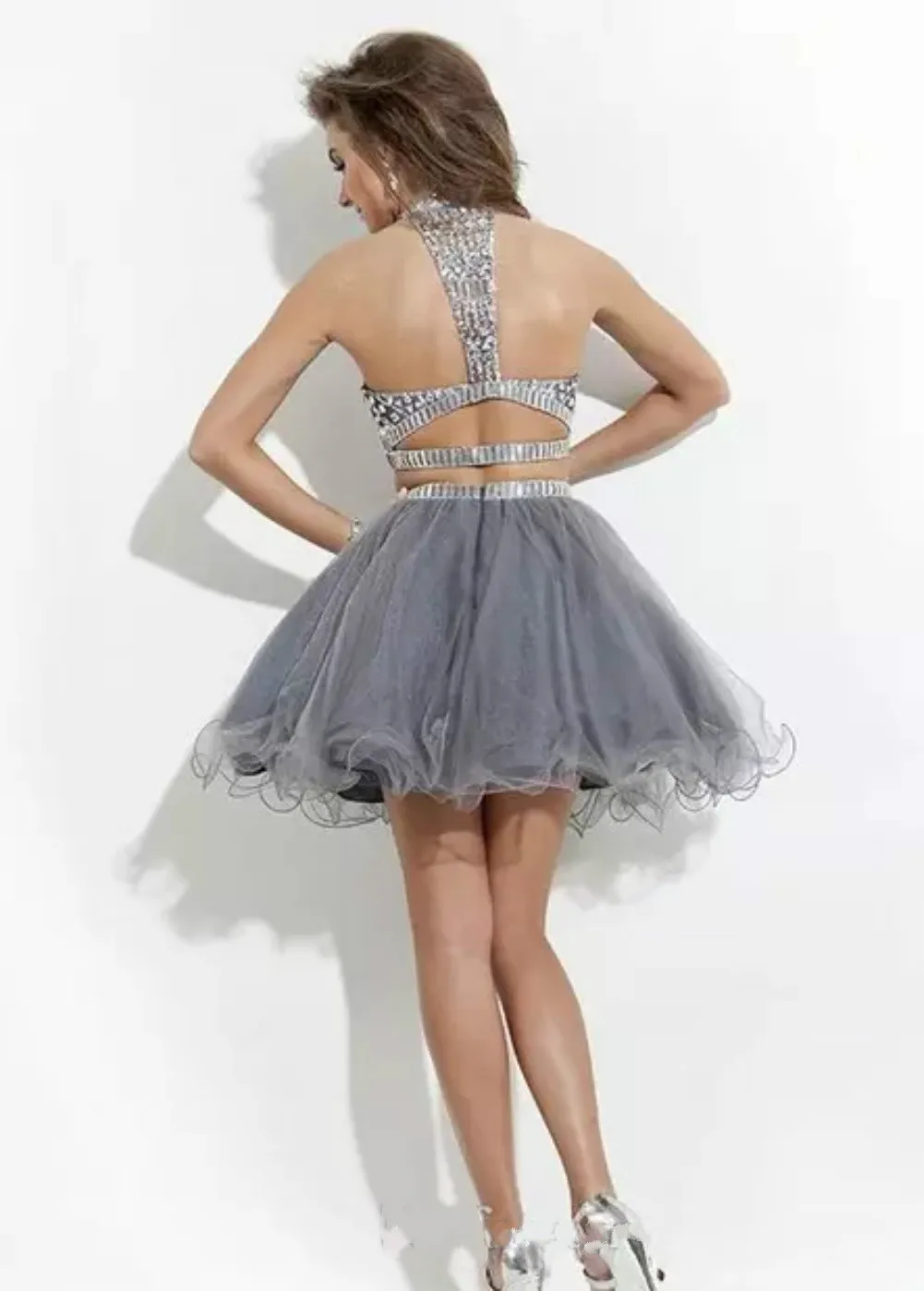 2018 vestidos sexy de graduação Aline High Neck Tulle Embelezado TwopaiCie Prom Vestidos de Homecoming Dinchel Rachel Allan Novo ST4355005