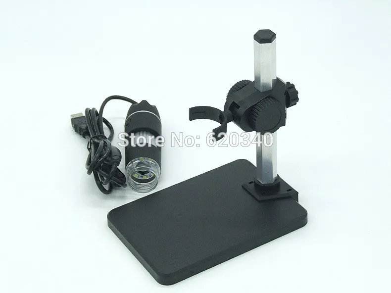 Groothandel-gratis verzending 1000x USB digitale microscoop + houder (nieuw), 8-led-endoscoop met meetsoftware USB-microscoop + pincet