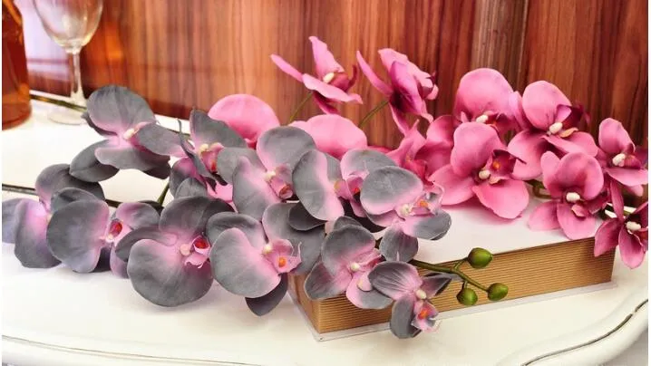 Autumanl Moth Orchid flower butterfly orchid artificial flower pu flower for home wedding decoration whole saler free DHL shipping HM015