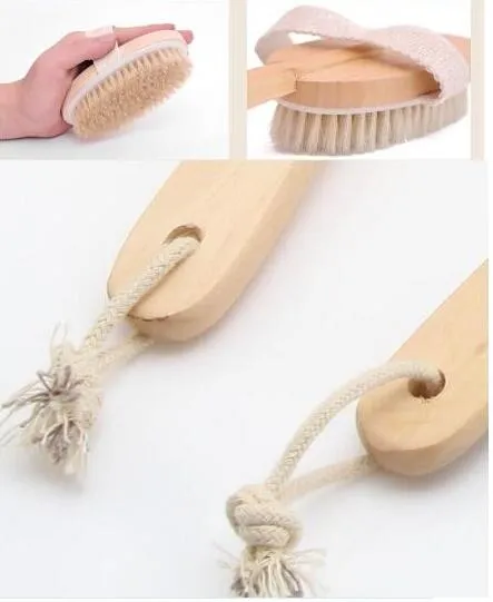 Brosse corporelle à poils longs en bois naturel, 30 pièces, masseur, bain, douche, dos, Spa, épurateur 193o