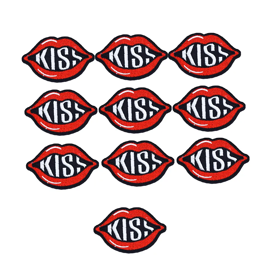 10 Uds. Parches bordados Kiss Lips para ropa, parche de aplicación de transferencia de hierro para bolsos de Jeans, pegatinas bordadas para coser DIY