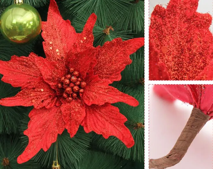 24cm Celosia Cristata Flor Suspensão de Lantejoula Pingente de Suspensão para festa de Natal Férias Árvore Venun Pendurando Decoração