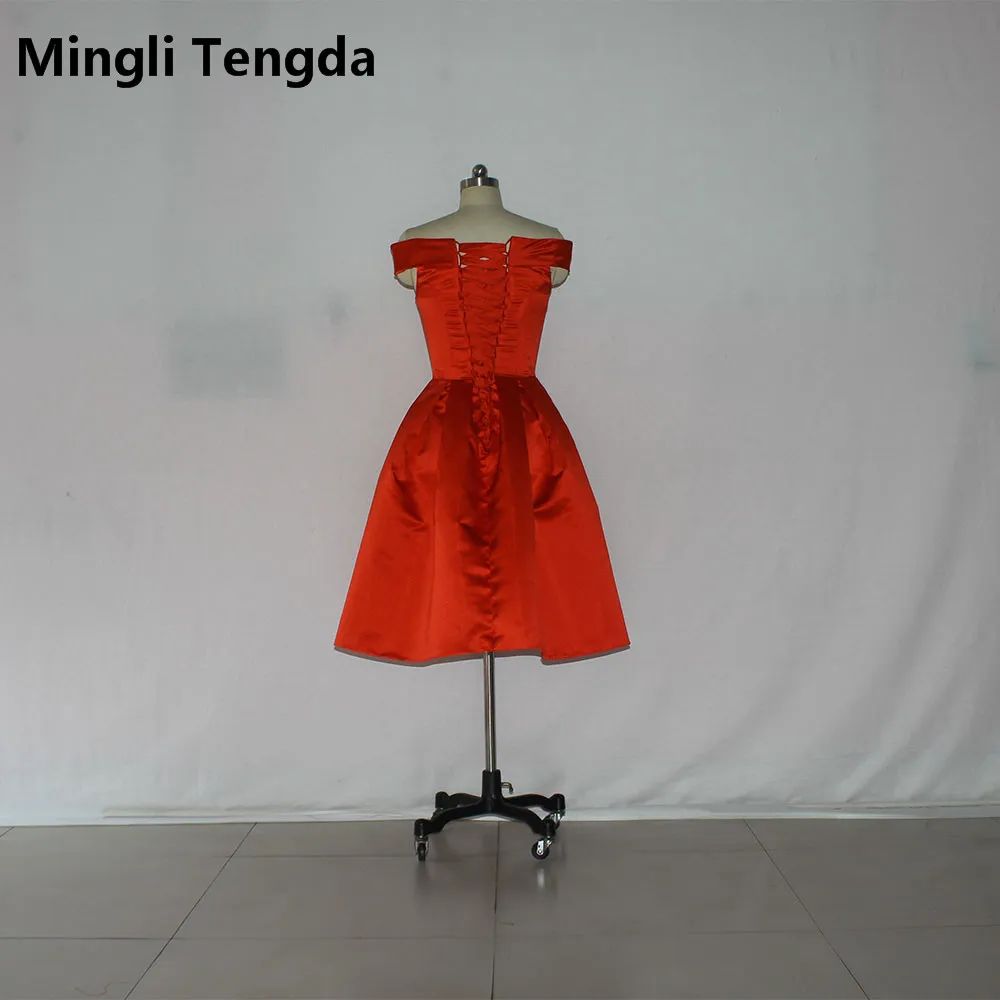 Mingli Tengda Mancha Vermelha Vestidos Dama de Honra Curto Bateau Pescoço Bordado Vestido de Festa de Casamento Custom Made Elegante Júnior Dama de Honra Vestidos