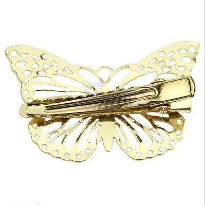 Hair Clippers Kobiety Błyszczące Złoto Butterfly Klips Headband Heatpin Headpiece Beauty Lady Akcesoria Headpiece Hairband Biżuteria