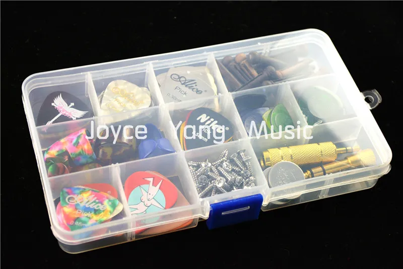 Veel 100 stks Alice Projecteren Nylon Akoestische Elektrische Gitaar Picks Plectrums1 Grote Plastic Picks Houder Case Box1848791