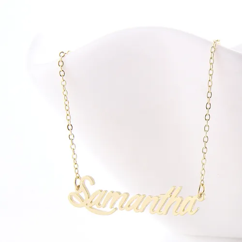 Name necklace Personalized for women letter font Tag " Samantha " Stainless Steel Gold and Silver Customized Name Necklace ,NL-2399