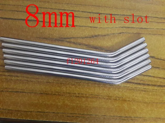 DHL Livraison Gratuite 8mm x 215mm En Acier Inoxydable Bend Straw Métal Pailles À Boire 8.5 