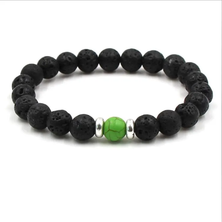 8MM Black Lava Stone Beads Elastic Bracelet Essential Oil Diffuser Bracelet Volcanic Rock Beaded Hand Strings