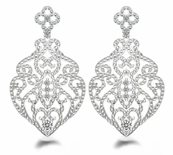 Moda Takı Üreticisi Çok Elmas Gözyaşı Şeklinde Kristal Küpe 925 STERLING Gümüş Takı Fabrika Fiyatı 1513