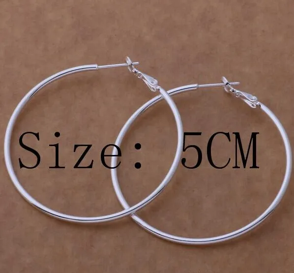 Wysokiej Jakości 925 Sterling Silver Hoop Kolczyki Duża Średnica 5-8 cm Moda Party Biżuteria Pretty Cute Boże Narodzenie Prezent Darmowa Wysyłka 1343