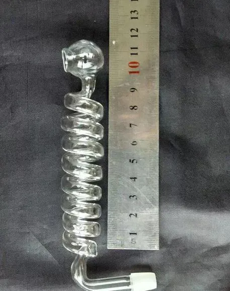 Partihandel Gratis frakt ----- 2015 Ny 8 Spiral Böjd Transparent Glaspott, Glas Hookah / Glas Bong Tillbehör, Längd 15cm