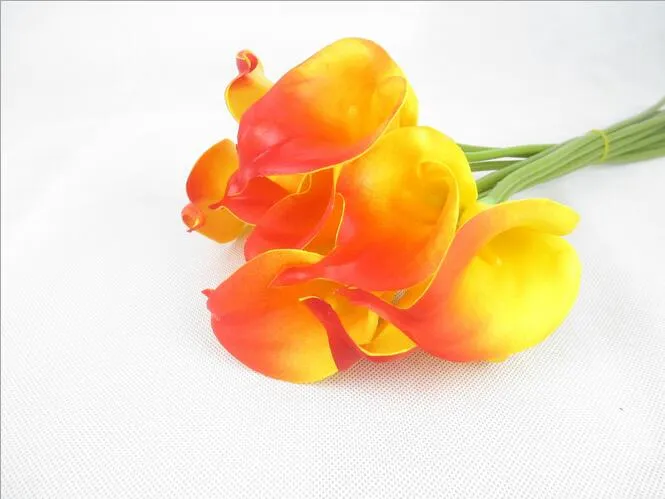 15 tum calla lilja för bröllop bukett blomma doft mjuk plast blommor dekorativa blommor calla real touch gratis frakt hp09