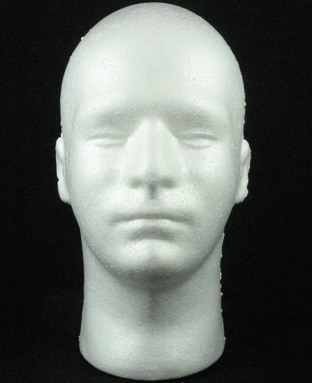 5x Male Styrofoam Foam Mannequin Manikin Head Model Wigs Glasses Cap  Display Stand Black