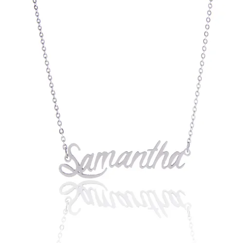 Name necklace Personalized for women letter font Tag " Samantha " Stainless Steel Gold and Silver Customized Name Necklace ,NL-2399