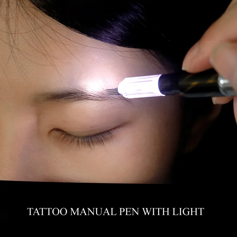 Caneta manual de tatuagem multifuncional profissional de microblading com LED para acessórios de tatuagem cosméticos de maquiagem permanente Abastecimento de ferramentas de mão