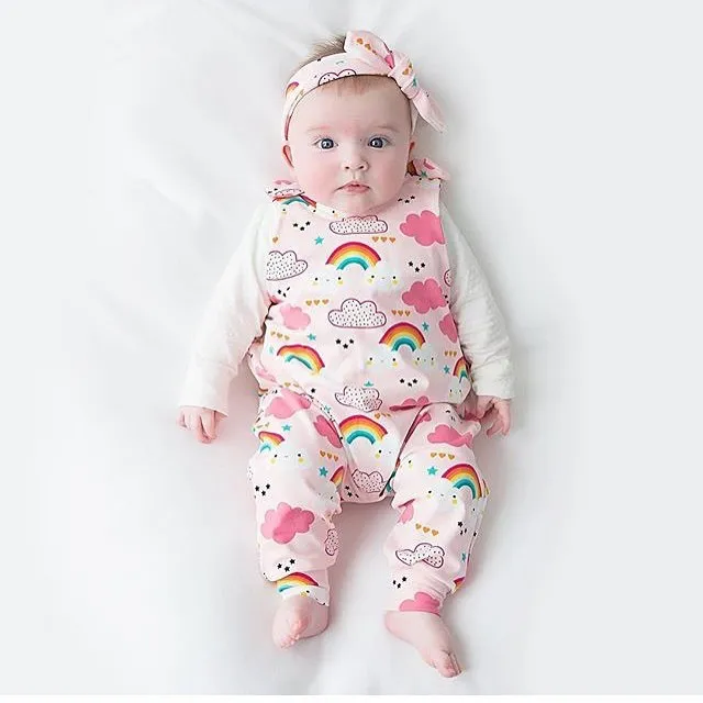 Tuta Figotto Senza Maniche Arcobaleno Di Cotone Ragazze, 24 Mesi