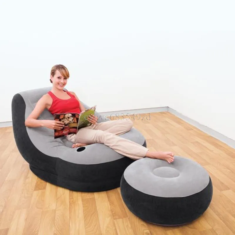 Creative Lazy Inflatable Lounger Set With Ottoman And Foot Stool Seat