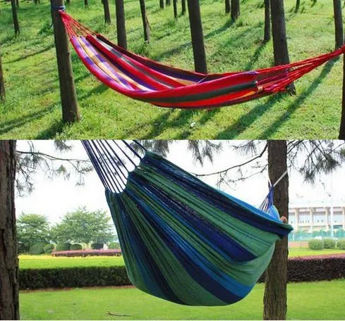 Reise Camping Leinwand Hängematte Outdoor Schaukel Garten Innen Schlafen Regenbogen Streifen Doppel Hängematte Bett 280X80 cm Drop Shipping geschenk