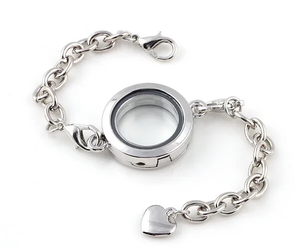 Mix Colors Smooth Plain Round Glass 25MM Floating Locket Bracelet & Bangle For Women Fashion Jewelrys