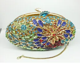 Presentförpackning Lady Vintage Luxury Diamond Evening Bags Real Gold Plated Women Crystal Flower Clutch Bag For Wedding Bridal Clutches8538977
