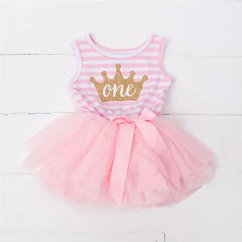 Princesa vestido menina 2016 novo bebê meninas stripe vestido vestidos tutu bebê crianças roupas para 1 ano de aniversário vestido de festa infantil