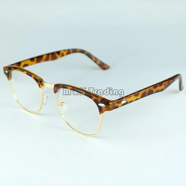 أزياء النظارات الإطار المعدني نصف إطارات بصرية clubmaters نمط العدسات واضحة 4 ألوان 12 قطع انخفاض الشحن