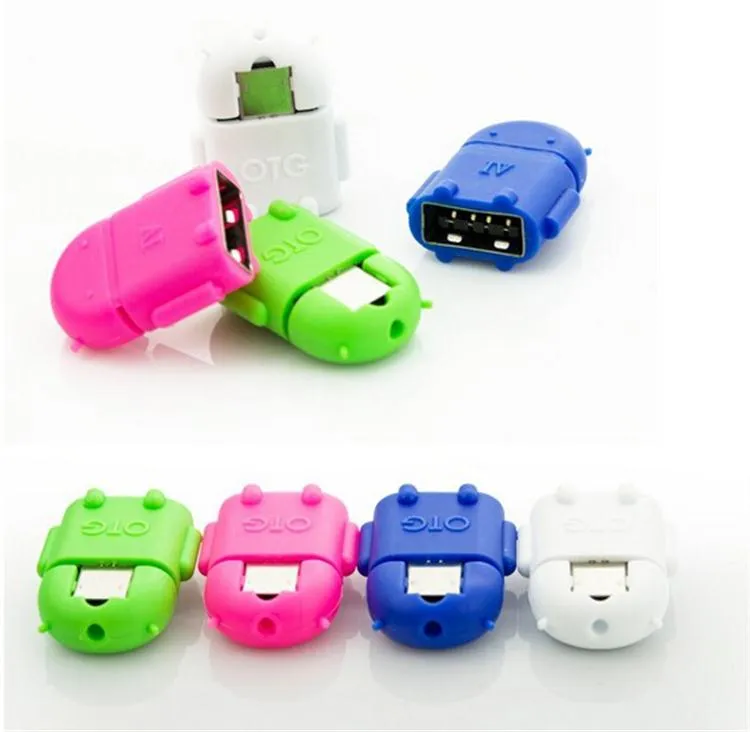 Micro USB till USB OTG Adapter Android Robot Shape OTG Adapter för smart telefon, Mobiltelefon Anslut till USB Flash / Mouse / Keyboard Universal SY