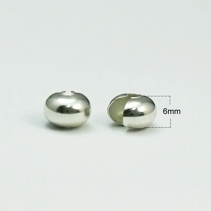 Beadsnice 6mm brass crimp covers silver toned crimp bead cover jewelry findings wholesale ID 25365