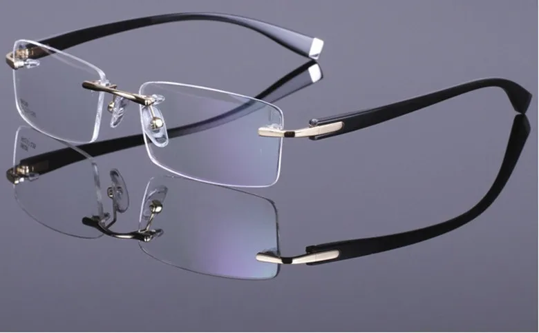 moda super leggera miopia ottica montatura rettangolare senza montatura con gambe TR90 58026 stile tre colori occhiali da vista per uomo