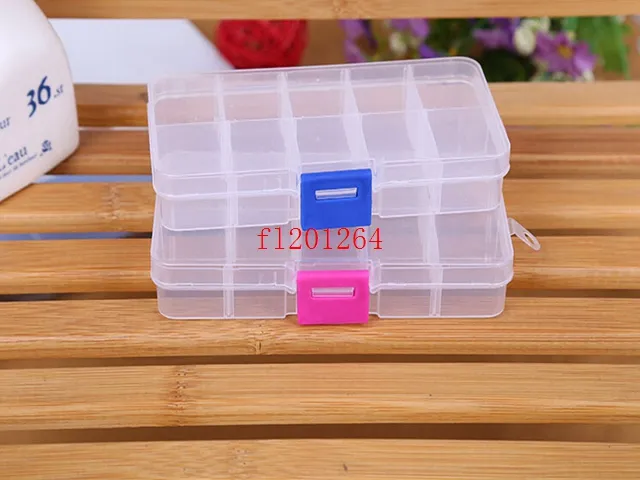 Fedex DHL Free Shipping Adjustable 10 Compartment Plastic Clear Storage Box for Jewelry Earring Tool Container,600pcs/lot