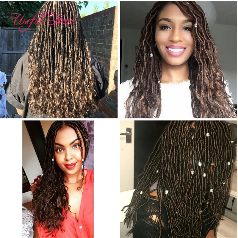 Ombre Bug lose halbe tiefe Welle GÖTTINNENHAAR CROCHET BRAIDS 100g Faux Locs Zöpfe Haarverlängerungen Dreadlocks synthetisches Flechthaar