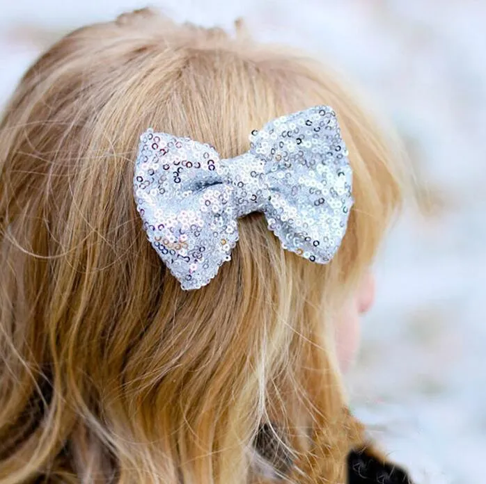 Mode Kinder Pailletten Haarnadel Baby Haar Clips Bowknot Bogen Glitter Nette Mädchen Kopfschmuck Kinder Boutique Haar Zubehör