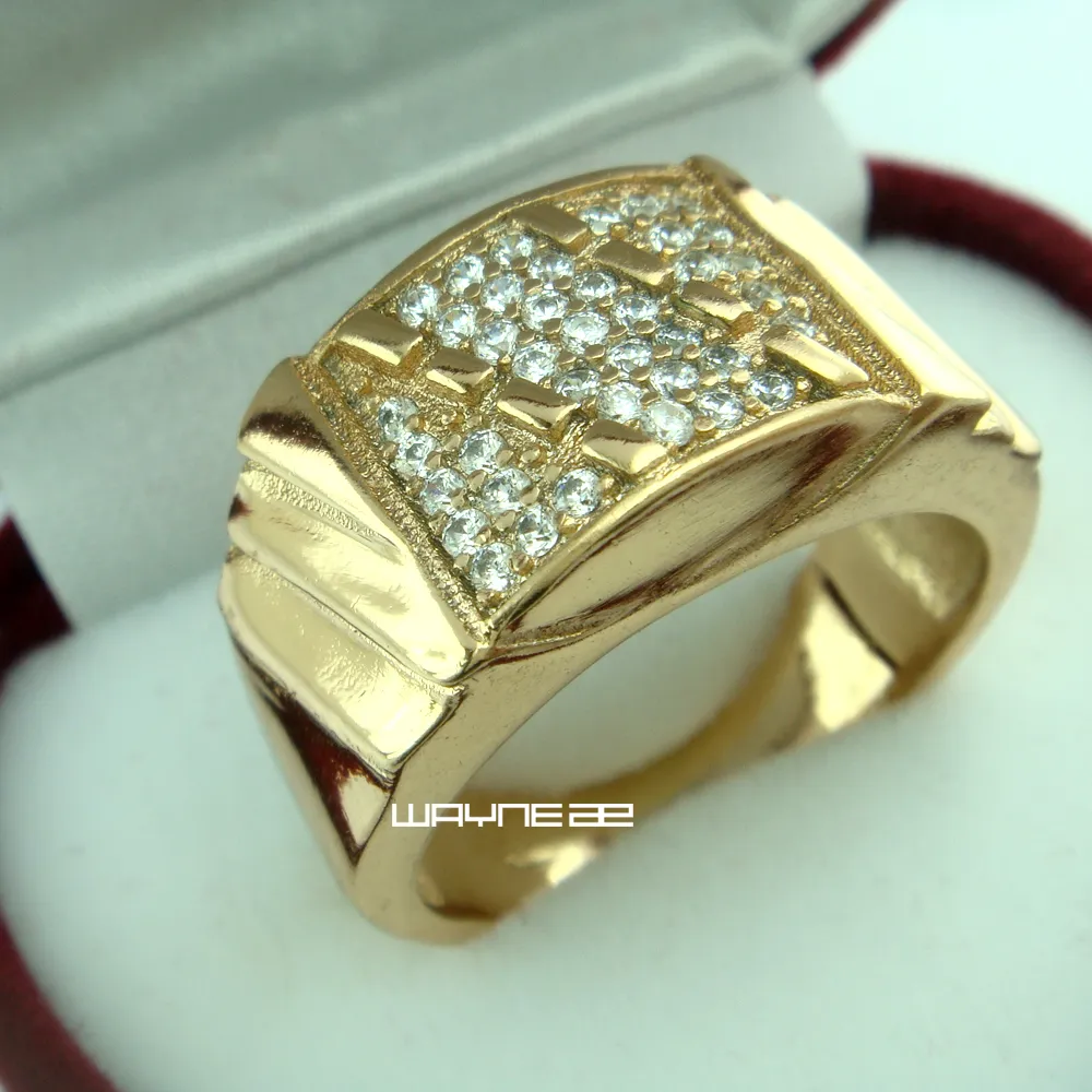 18K Yellow Gold Plated CZ Mens Gold Keeper Ring Vogue Popular Jewelry Size Q Z+5 R211 From