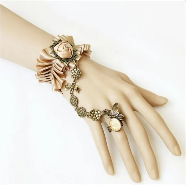 Bisutería Pulseiras femeninas hechas a mano Vintage gótico encaje pulseras esclavas brazaletes DIY pulseras de novia accesorios de boda 8407638