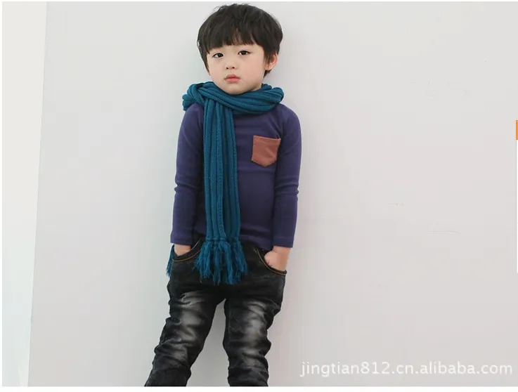 Wholesale- children's sweater winter explosion models boys and girls candy color pocket knit bottoming sweater coat / primer shirt
