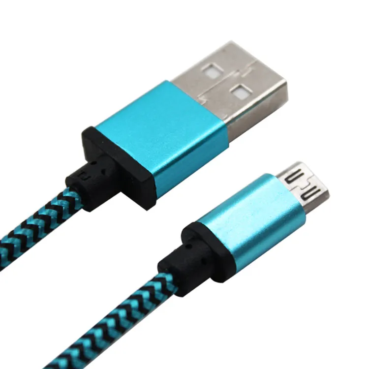 Nylongewebe-Geflecht-USB-Kabel für Typ-C-Kupfergewebtes Synchronisierungsdaten-Mirco-USB-Kabel für Samsung-Universalhandys mit OPP-Beutel