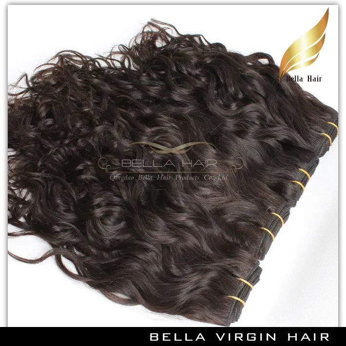 armadura del pelo brasileño sin procesar color natural onda natural extensión del pelo ondulado doble trama 830 pouces / livraison gratuit bella cabello