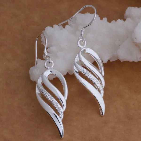 Fashion (Jewelry Manufacturer) 40 pcs a lot Hollow Wing earrings 925 sterling silver jewelry factory price Fashion Shine Earrings AE005