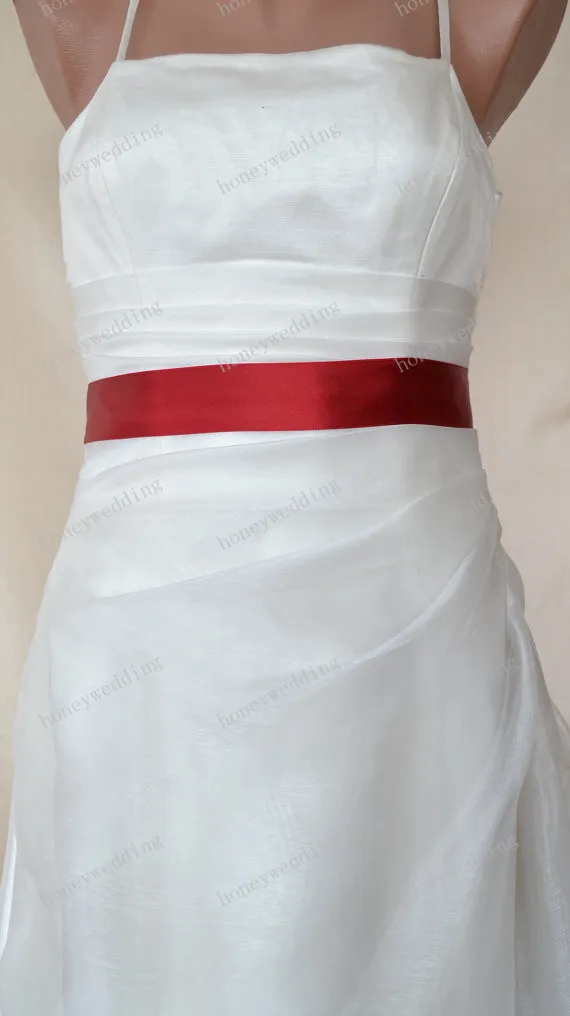 Roter Schärpengürtel aus doppelseitigem Satinband für Hochzeitskleid01234332377