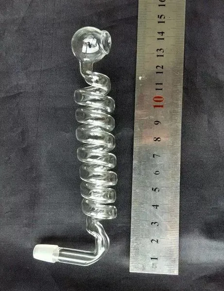 Vente en gros, livraison gratuite ----- 2015 nouveau pot en verre transparent incurvé à 8 spirales, accessoires pour narguilé/bong en verre, longueur 15 cm