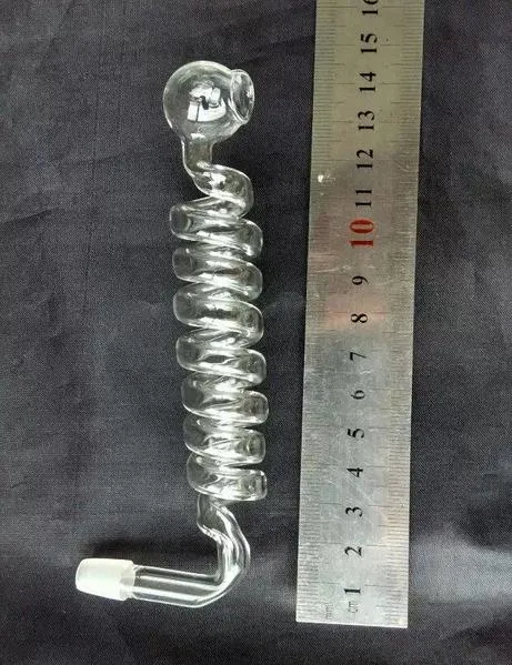 Toptan ücretsiz kargo ----- 2015 yeni 8 spiral kavisli şeffaf cam pot, cam Nargile / cam bong aksesuarları, uzunluk 15 cm