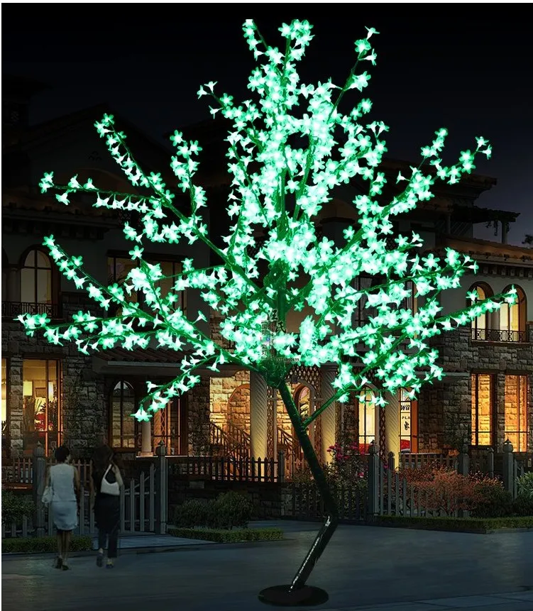 Wasserdichte Landschaftsgarten-Pfirsichbaum-Lampensimulation im Freien 1,5 Meter 480 Lichter LED-Kirschblütenbaum beleuchtet Gartendekoration