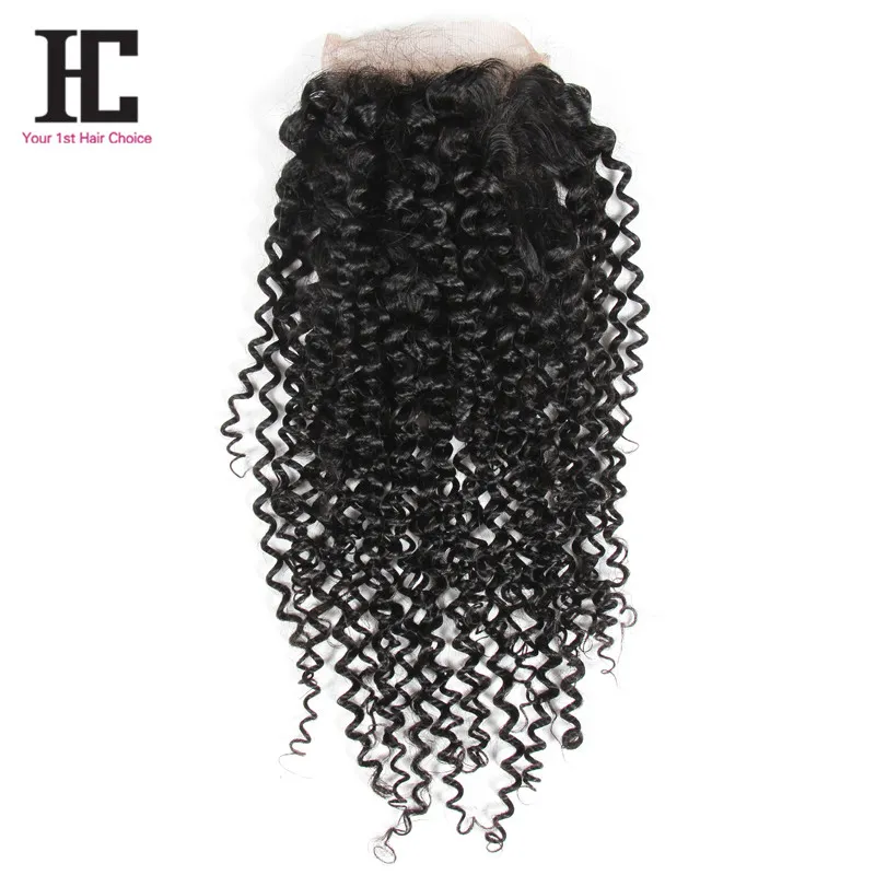 Cheveux vierges bouclés brésiliens avec fermeture 4 faisceaux avec fermeture Cheveux vierges brésiliens avec fermeture Extensions de cheveux humains HC