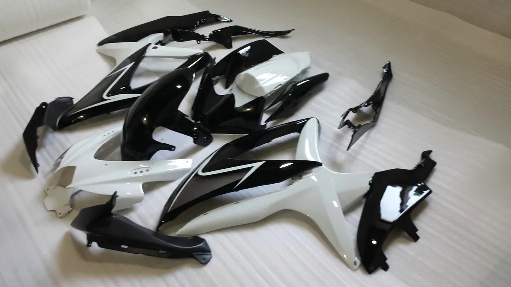 Set carenature nero lucido bianco 2008 2009 SUZUKI GSXR600 750 GSXR600 GSXR750 K8 08 09 Kit carenatura stampaggio iniezione + regali SE56