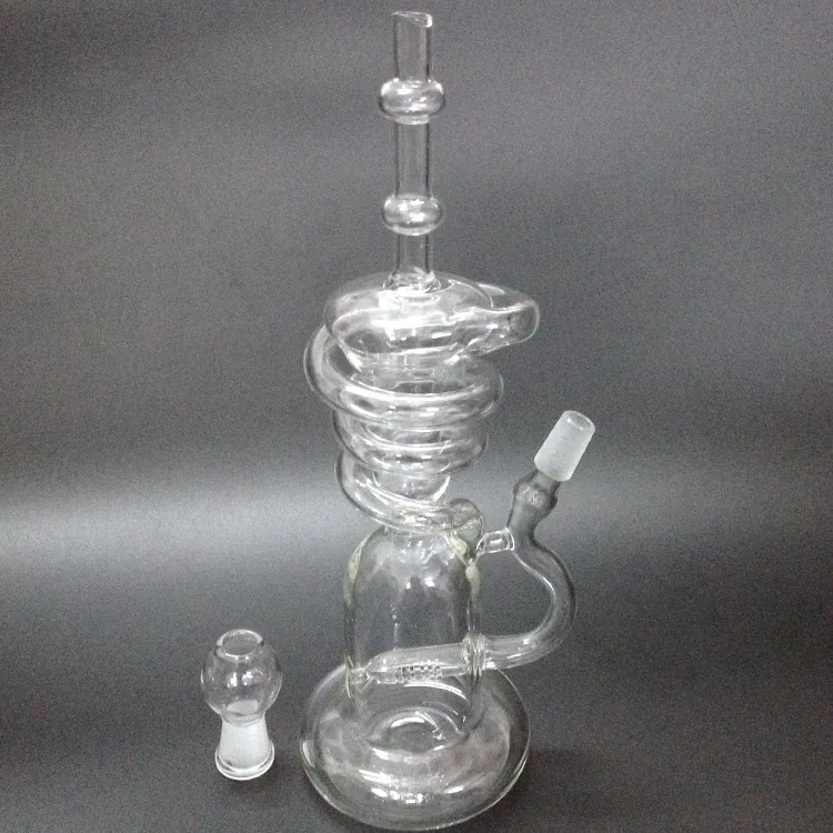 bongs water pipes Recycler hookahs spiral tall recycler rig with inline perc rig glass new glass bongs for smoking glass pipes