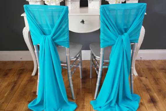 Ny Arrvail! 40st turkos stol sashes för bröllop händelse party dekoration stol sash bröllop idéer chiffong