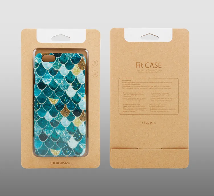 Luxo Packaging escala de peixes Caso Papel Kraft Com Para iPhone 7 Plus X Magro Caso Com caixa de papel