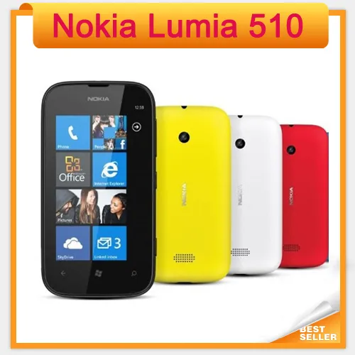 원래 노키아 Lumia 510 핸드폰 4.0 "스크린 GPS 윈도우 OS 4GB ROM 5MP 카메라 휴대 전화 무료 배송